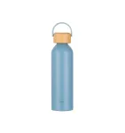 GARRAFA DE ALUMINIO C/TAMPA EM BAMBU - 500ML - BOHO AZUL BALI 