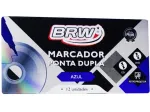 MARCADOR PONTA DUPLA AZUL C/12 