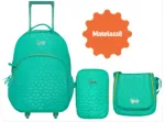MOCHILA CASUAL EM POLIESTER MATELASSE FLORES C/RODINHA 17 YINS KIT 