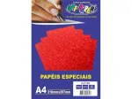 PAPEL GLITTER VERMELHO A4 180G C/5FLS 