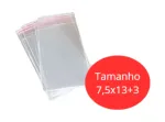 SACO ADESIVADO TRANSPARENTE 7,5x13+3 ABA PC C/100  
